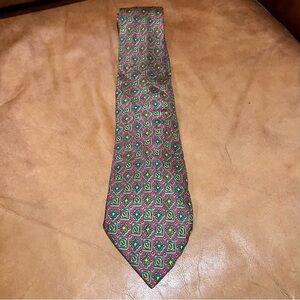 Vintage Golden Cup Elegant Abstract Patterned 100% Silk Tie